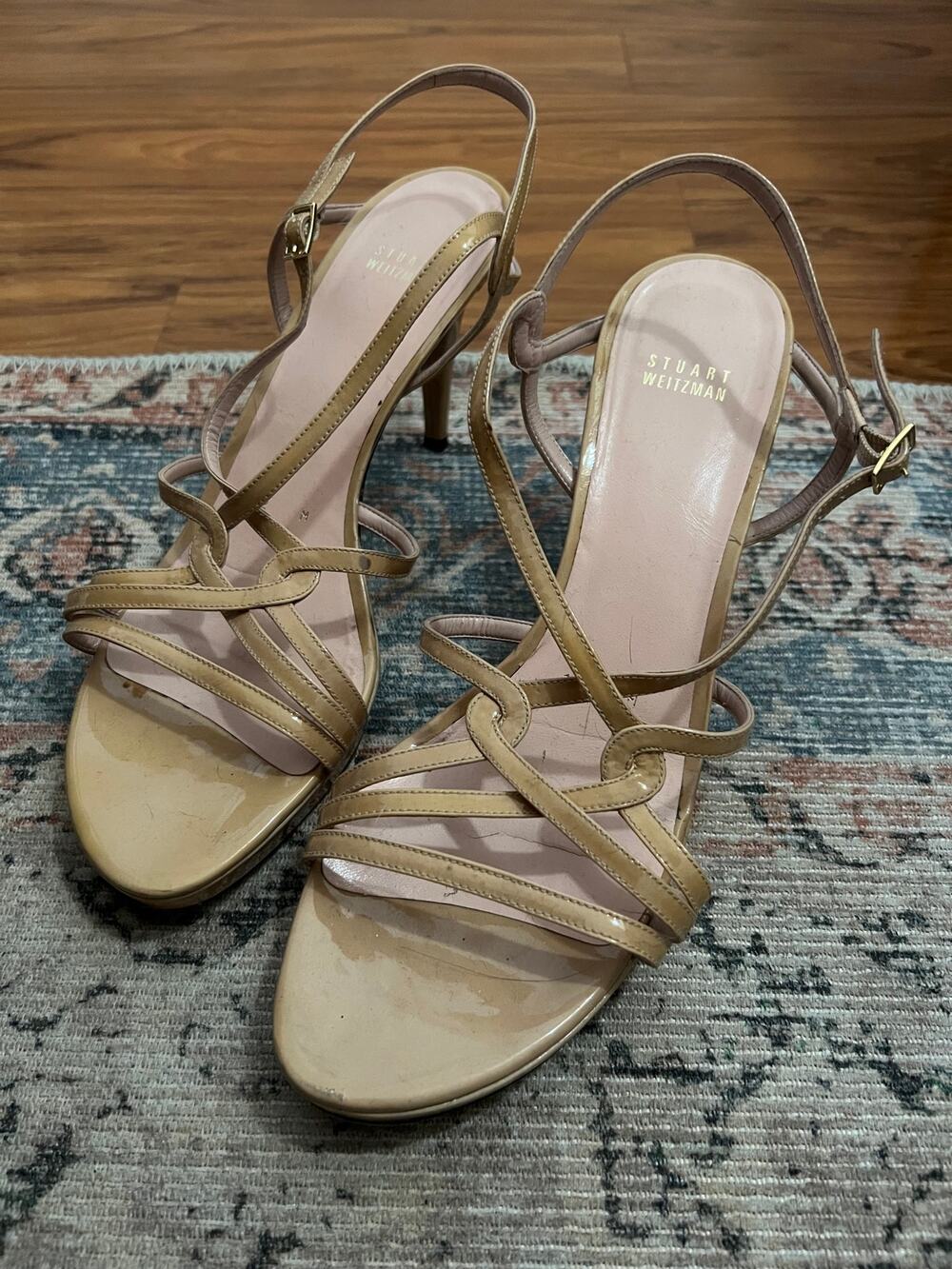 Stuart Weitzman Strappy Heels Platform Tan Leather Women's Size 12 Medium